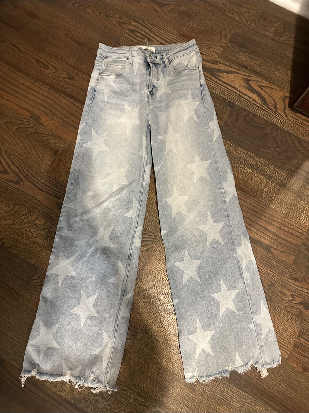 High-Rise Light Blue Star Wide-Leg Jeans